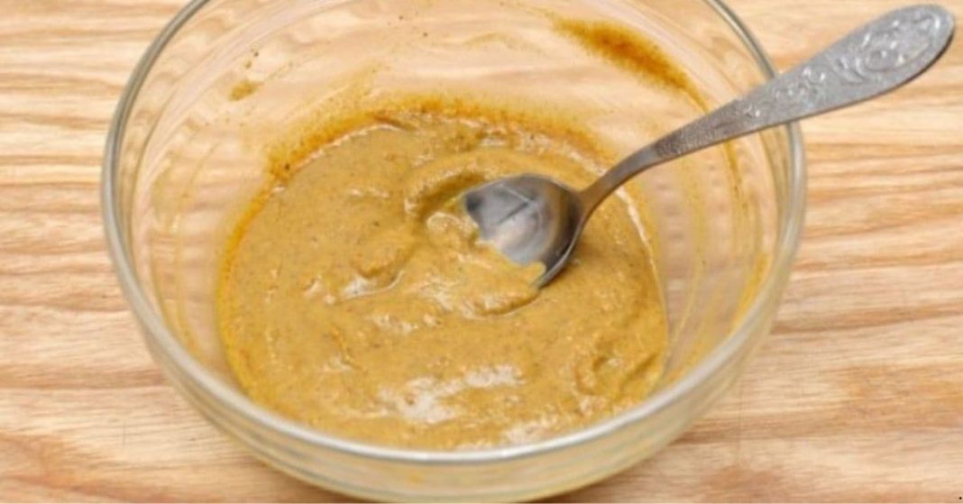 the combination of mustard, water, fine salt, and honey